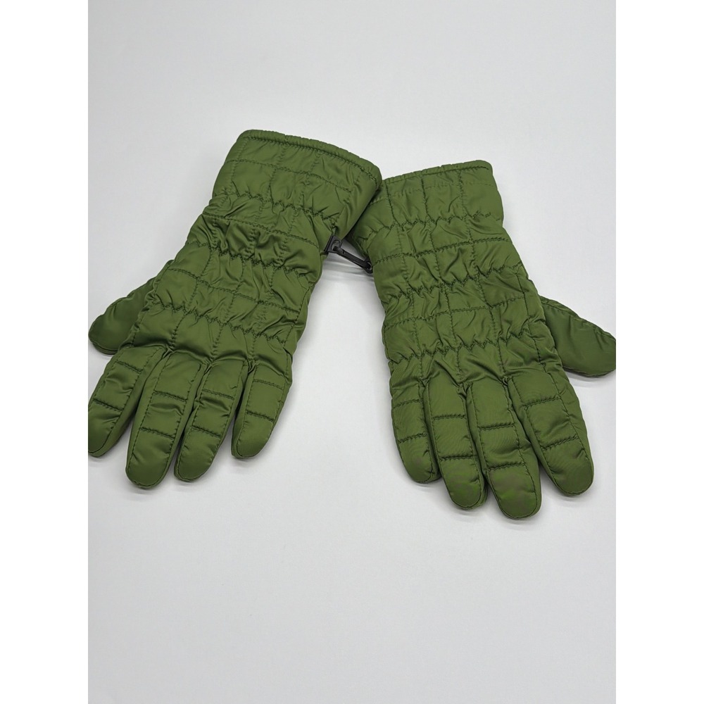 Grandoe Womens XL Olive Green Quilted Puffer Gloves Leather Palm Fleece‎ Lined